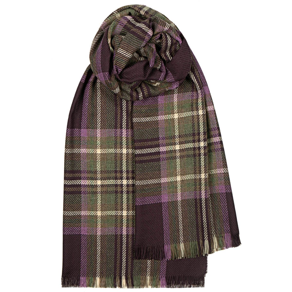 Brock Fine Wool and Cashmere Shawl/Stole Stewart Plum